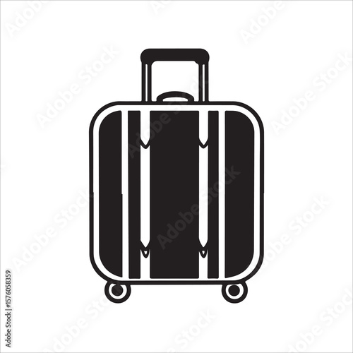luggage vector silhouette, Vector Art of a Modern Rolling Suitcase, Trolley bag silhouette, suitcase isolated on white background