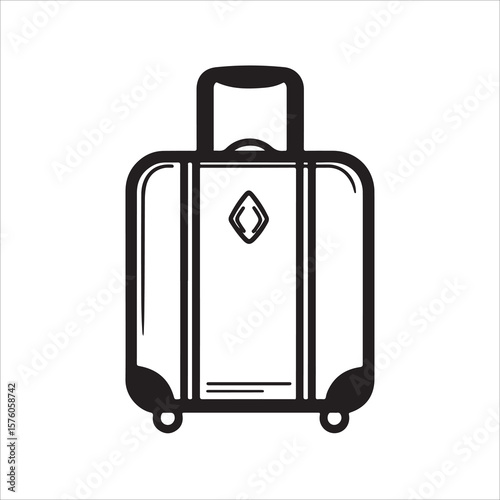 luggage vector silhouette, Vector Art of a Modern Rolling Suitcase, Trolley bag silhouette, suitcase isolated on white background