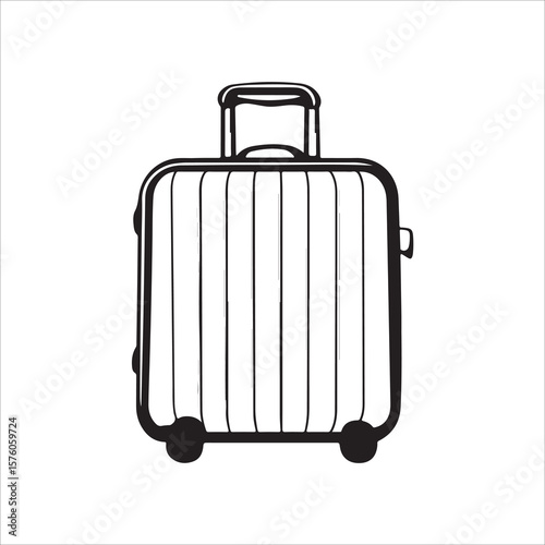 luggage vector silhouette, Vector Art of a Modern Rolling Suitcase, Trolley bag silhouette, suitcase isolated on white background