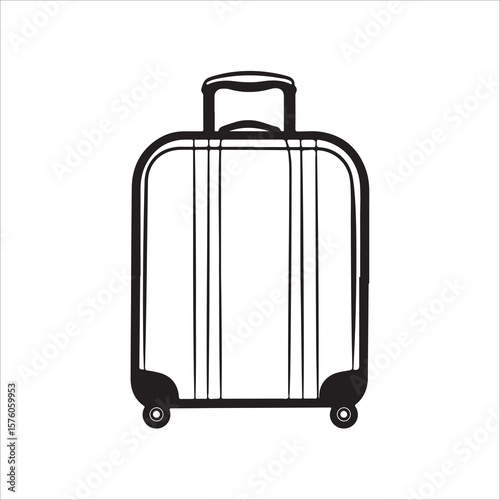 luggage vector silhouette, Vector Art of a Modern Rolling Suitcase, Trolley bag silhouette, suitcase isolated on white background