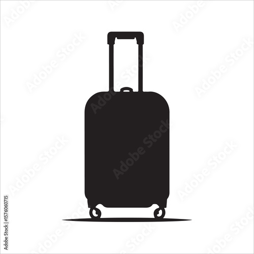 luggage vector silhouette, Vector Art of a Modern Rolling Suitcase, Trolley bag silhouette, suitcase isolated on white background