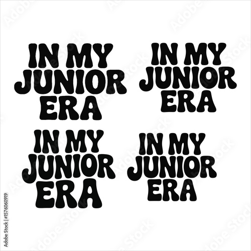 In my junior era groovy wavy text design silhouette