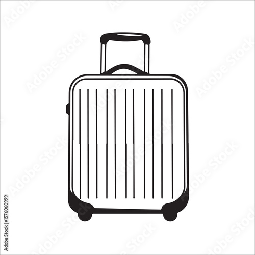 luggage vector silhouette, Vector Art of a Modern Rolling Suitcase, Trolley bag silhouette, suitcase isolated on white background