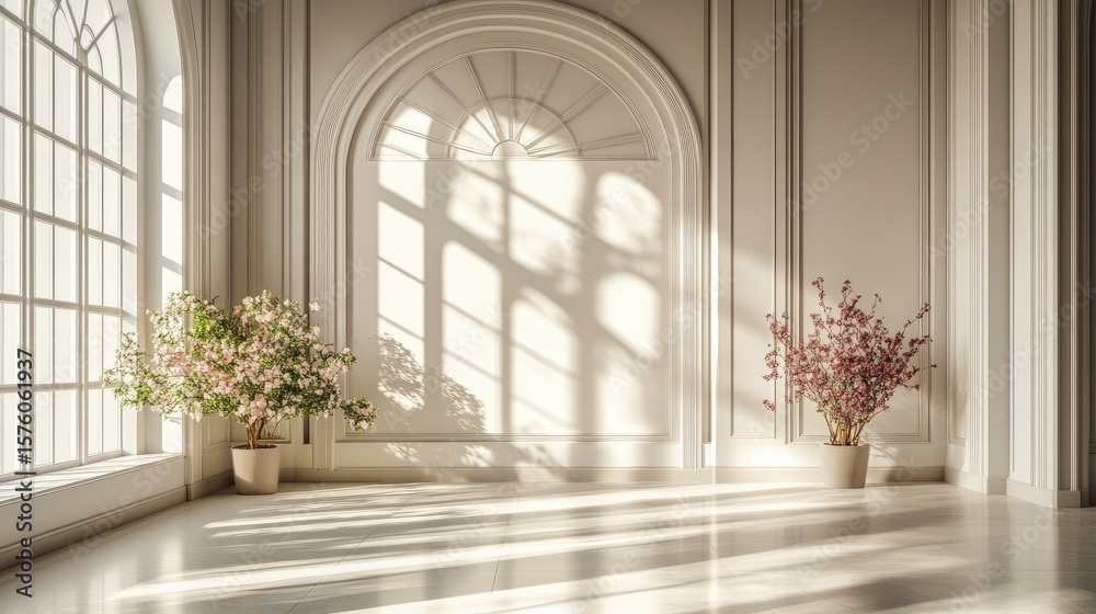 Fototapeta premium Elegant interior with arch and sunlight.