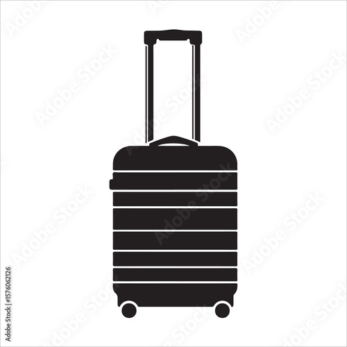 luggage vector silhouette, Vector Art of a Modern Rolling Suitcase, Trolley bag silhouette, suitcase isolated on white background