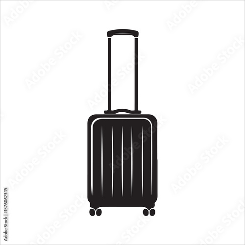 luggage vector silhouette, Vector Art of a Modern Rolling Suitcase, Trolley bag silhouette, suitcase isolated on white background