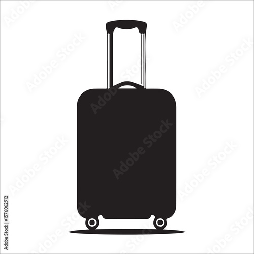 luggage vector silhouette, Vector Art of a Modern Rolling Suitcase, Trolley bag silhouette, suitcase isolated on white background