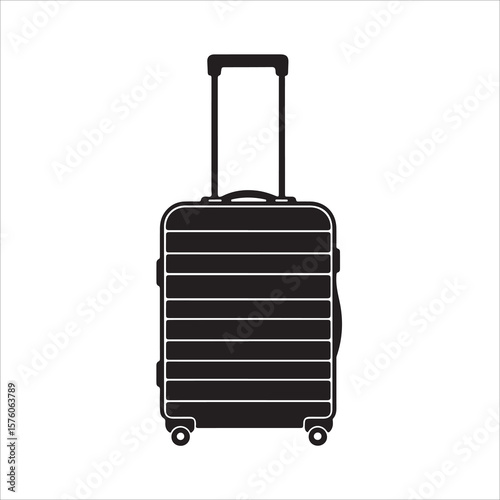 luggage vector silhouette, Vector Art of a Modern Rolling Suitcase, Trolley bag silhouette, suitcase isolated on white background