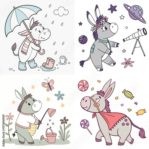 High-Quality donkeys Illustrations in Various Styles – SVG Bundle