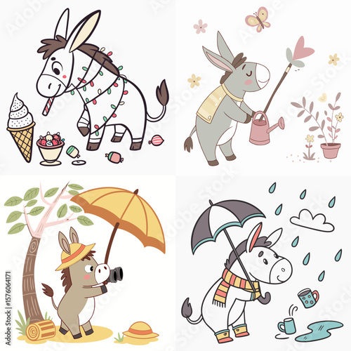 High-Quality donkeys Illustrations in Various Styles – SVG Bundle