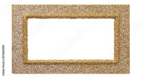 Sparkling Gold Glitter Frame on White Background Festive and Elegant