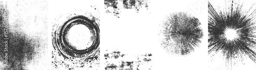 Dirty grainy stamp and scratches page cover art, Overlay textures set stamp with grunge effect. Old damage Dirty grainy and scratches. Grunge frame border texture on isolate whit background.