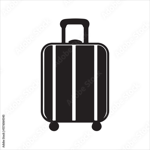 luggage vector silhouette, Vector Art of a Modern Rolling Suitcase, Trolley bag silhouette, suitcase isolated on white background