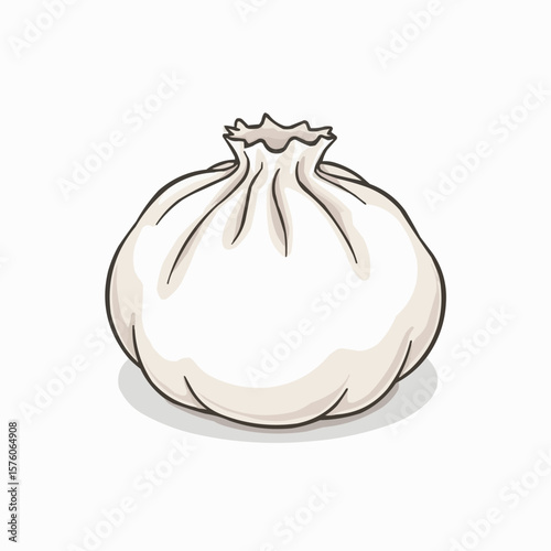 Dumpling with pleated top illustration in a minimal style with soft colors  