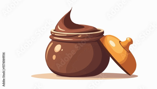 Chocolate spread in a jar with lid on white background  