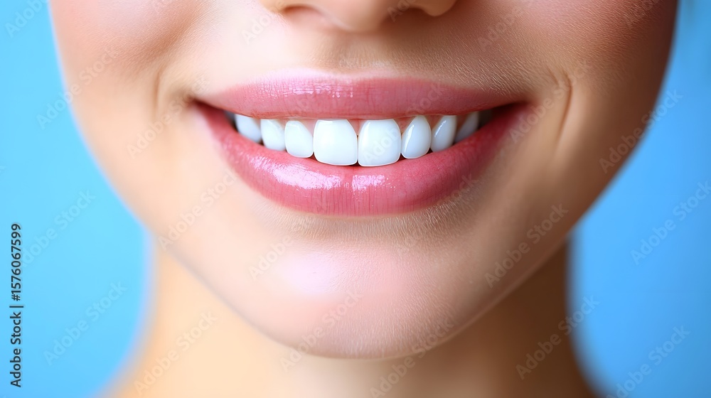 Obraz premium Closeup Perfect White Teeth Smile Woman