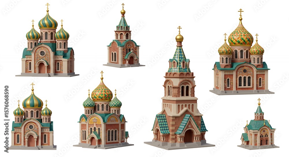 Obraz premium Orthodox churches models collection