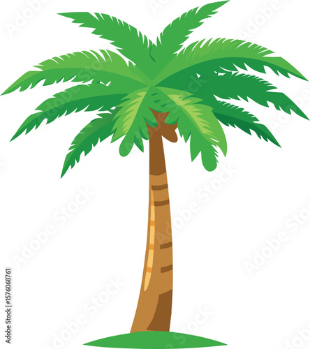 Realistic Curved Palm Tree Artwork for Coastal Themes Art & Illustration