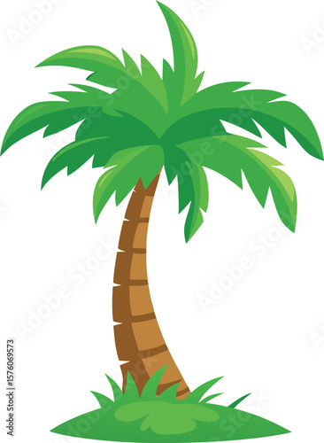 Curve Size Palm Trees with Detailed Leaves Vector Art & Illustration