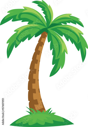 Tropical Coconut Palm Tree Clipart – Curved Trunk Design Art & Illustration