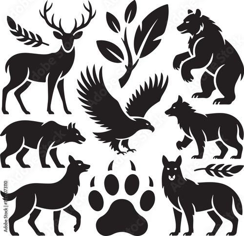 Majestic Wildlife Collection Black and White Animal Illustrations