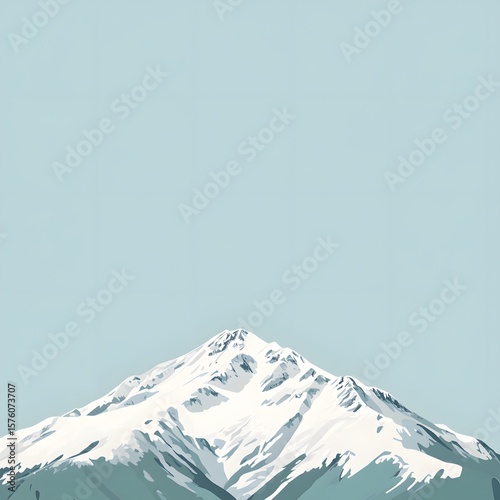 Majestic Snow Capped Mountain Peak Illustration
