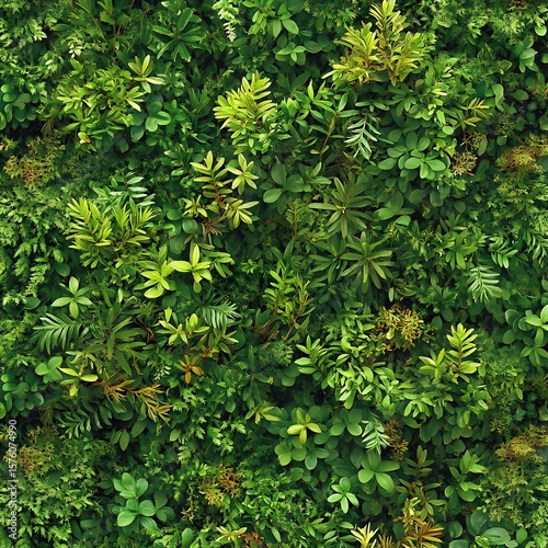 Lush Green Foliage Wall Texture Seamless Pattern