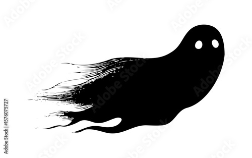 Haunted House – Halloween Black and White Vector Illustration