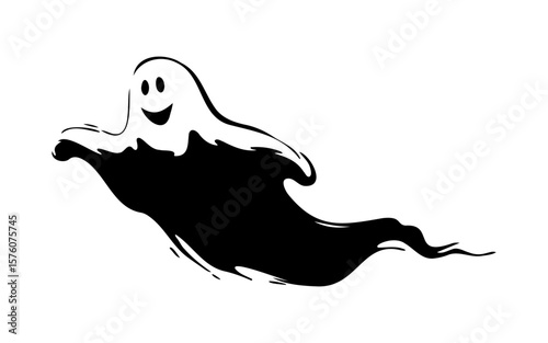 Haunted House – Halloween Black and White Vector Illustration