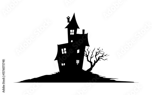 Halloween Elements Vector – Black and White Line Art Set
