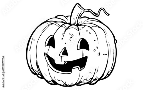 Happy Halloween Pumpkin – Cute Printable Vector Outline