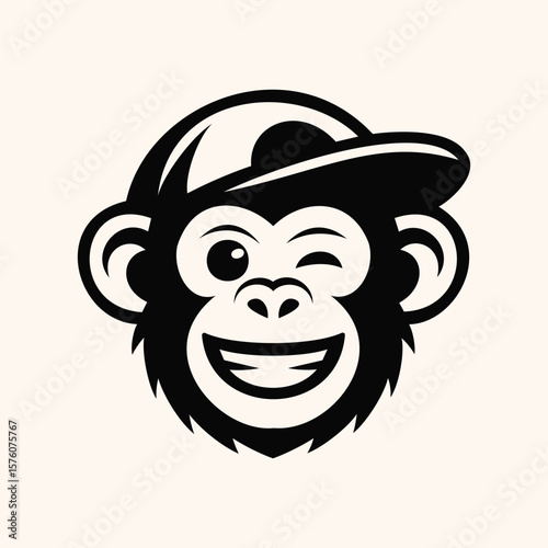 Winking Monkey Mascot with Cap