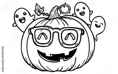 Happy Halloween Pumpkin – Cute Printable Vector Outline