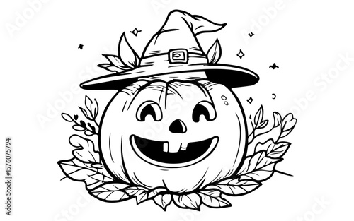 Happy Halloween Pumpkin – Cute Printable Vector Outline