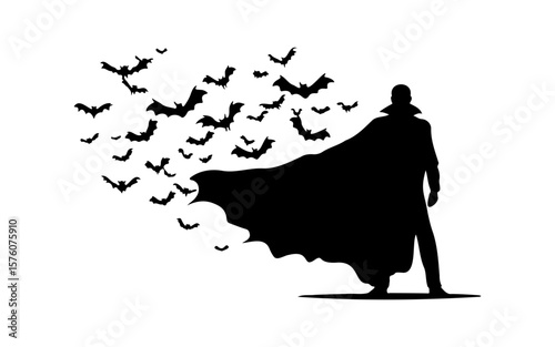 Halloween Bat – Black and White Vector Line Art