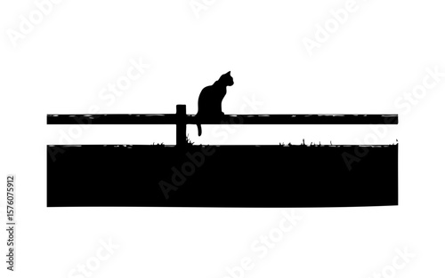 Cute Halloween Cat Vector – Black and White Line Art
