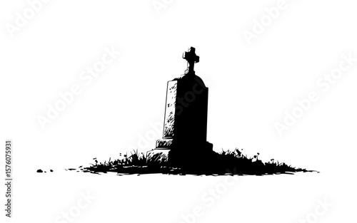 Halloween Elements Vector – Black and White Line Art Set