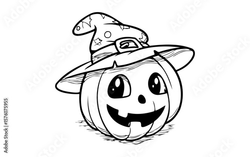 Happy Halloween Pumpkin – Cute Printable Vector Outline
