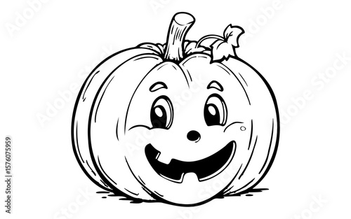 Happy Halloween Pumpkin – Cute Printable Vector Outline