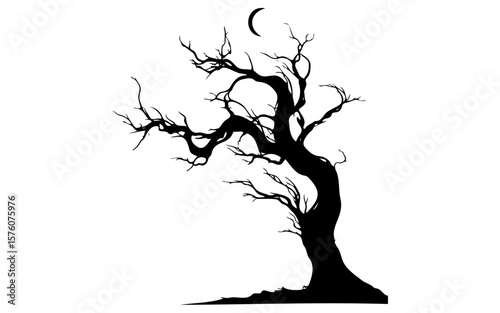 Halloween Elements Vector – Black and White Line Art Set