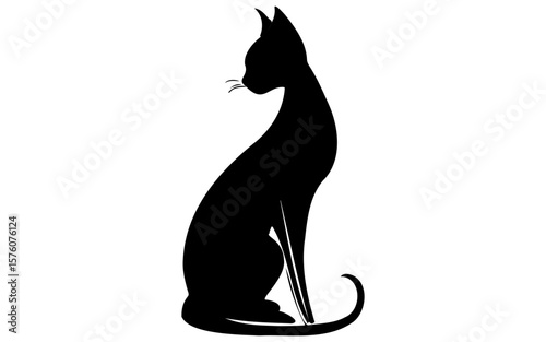 Black and White Halloween Cat – Cute Spooky Vector Drawing