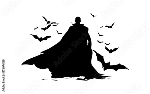 Halloween Bat – Black and White Vector Line Art