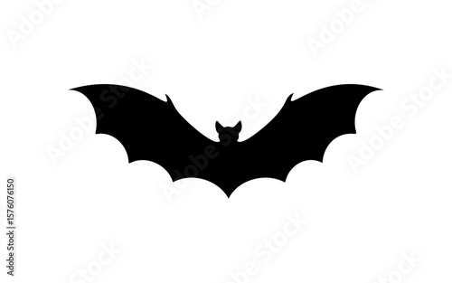 Halloween Bat – Black and White Vector Line Art