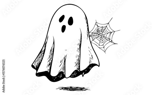 Haunted House – Halloween Black and White Vector Illustration