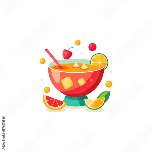 fruit punch bowl ladle citrus summer drink