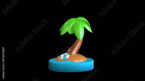3D Animated Coconut Tree, perfect for tropical, beach, or summer motion graphic scenes
