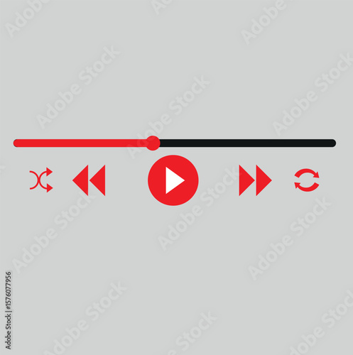 Music or video play bar icon. Audio player for songs or podcast playlist. Play or pause button. Dark theme. Vector illustration