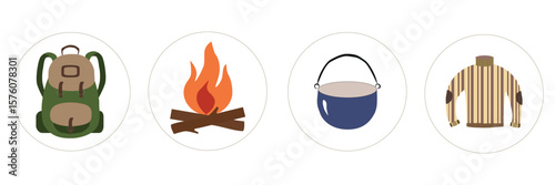 summer travel icon set.
