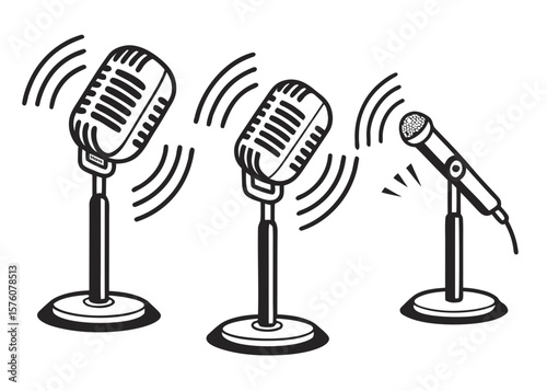 Microphone icon set. black vector icon. microphone logo icon vector. Mic, voice recorder concept. vector illustration eps 10..