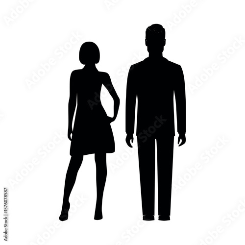 Vector silhouettes of men and a women